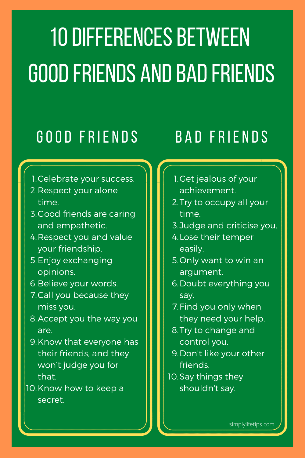 Differences Between Good Friends and Bad Friends