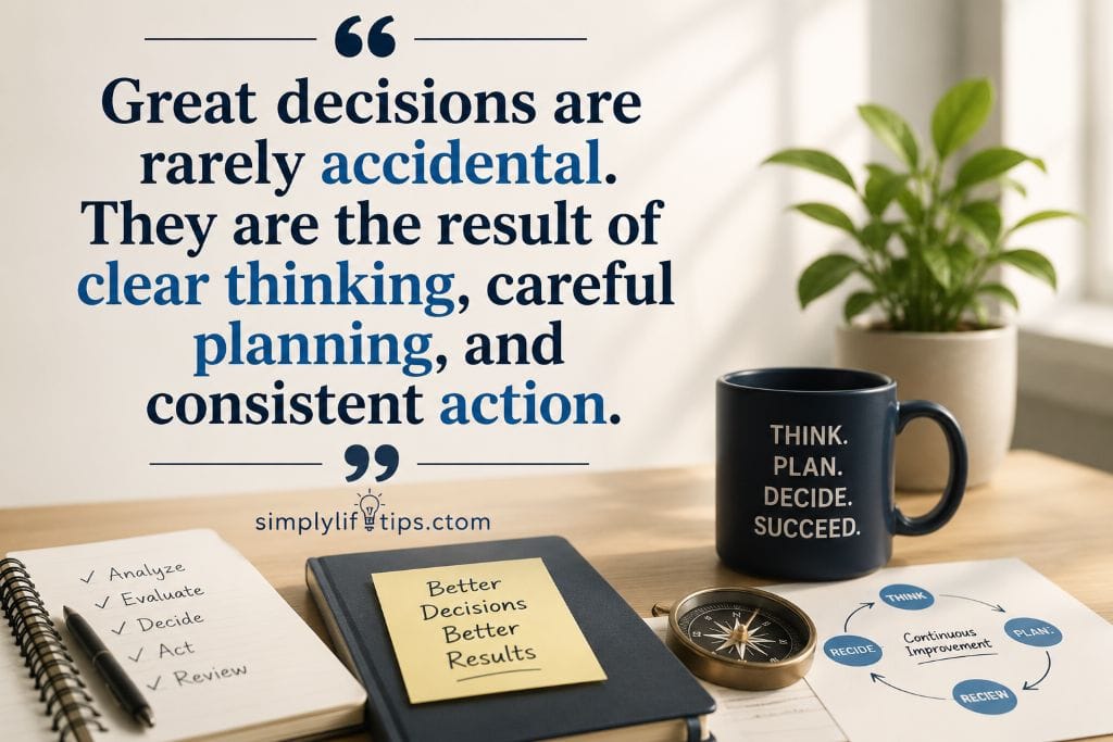 Successful Decision Making In The Workplace 8 Inspirational quote about successful decision making in the workplace with simplylifetips.com watermark.
