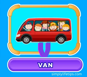 Vehicle Names And Sounds A To Z - Alphabet For Kids 24 Van