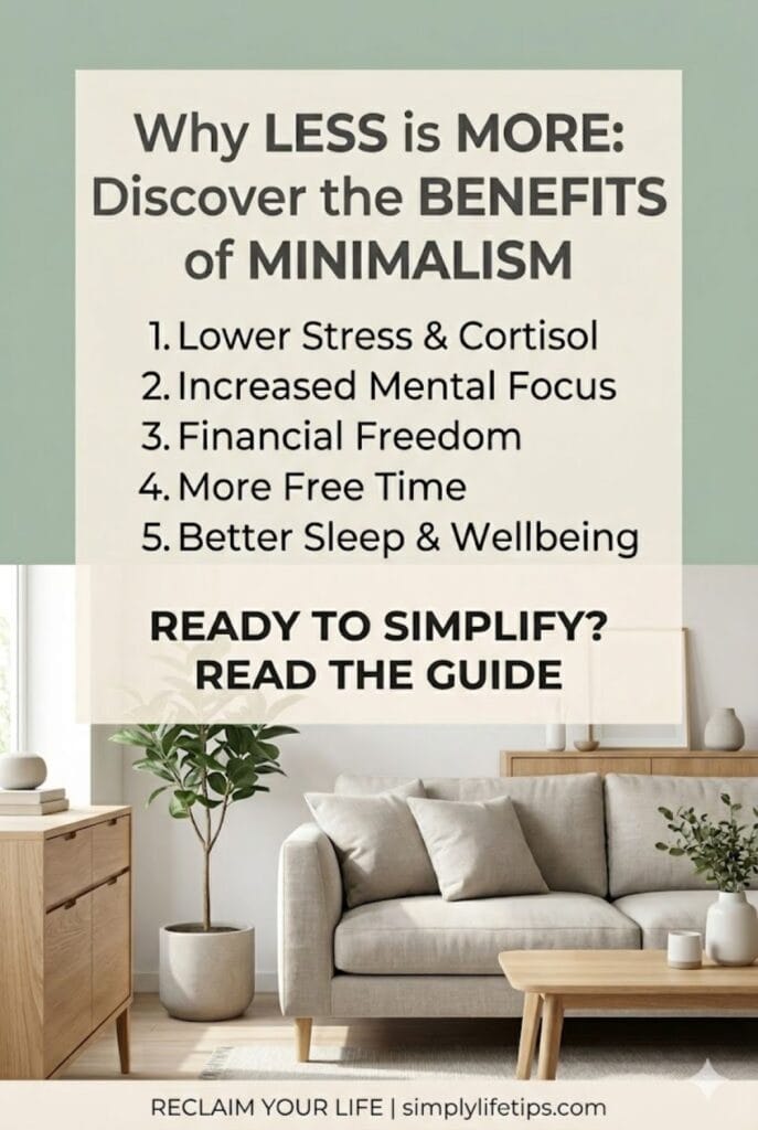 The Ultimate Guide to the Benefits of Minimalism 3 Benefits of Minimalism Pin