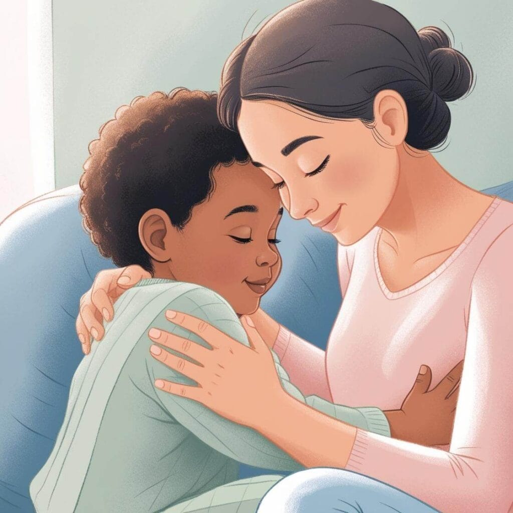 Mindful parenting techniques hug