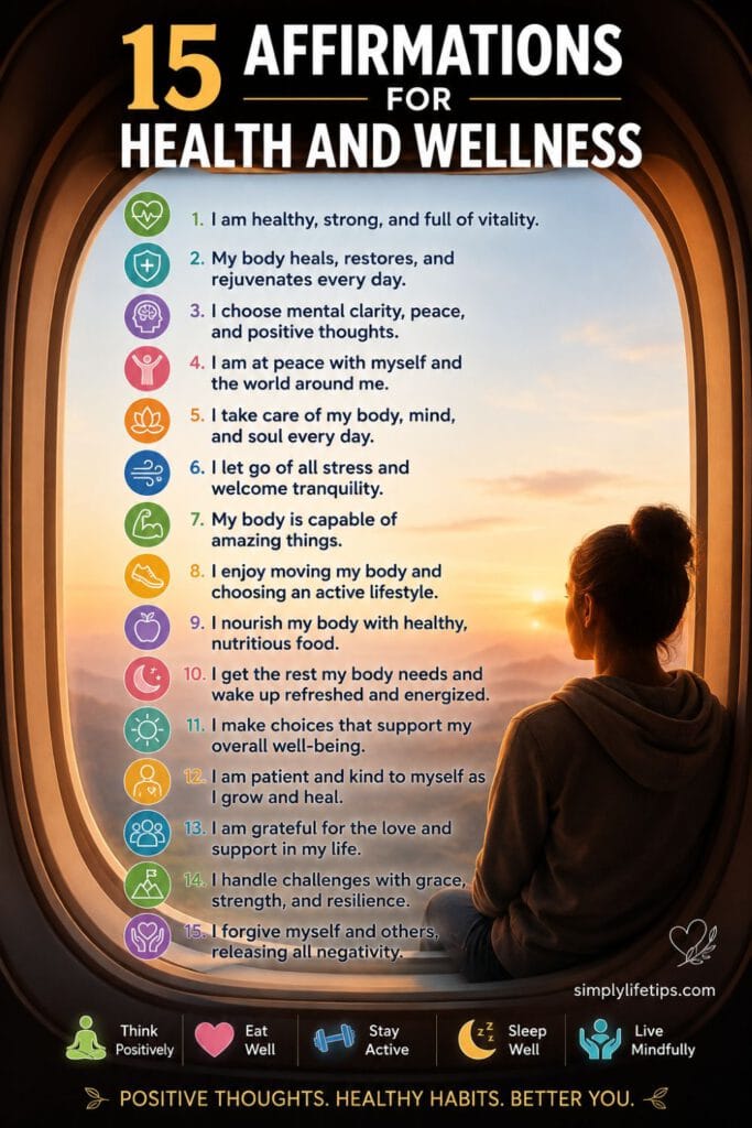 15 affirmations for health and wellness for positive thinking and healthy habits