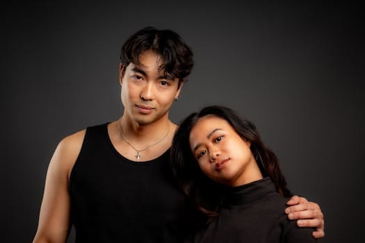 The Importance of Apologizing in Relationships: Why Saying Sorry Matters? 3 Close-up portrait of a young couple posing against a dark background.