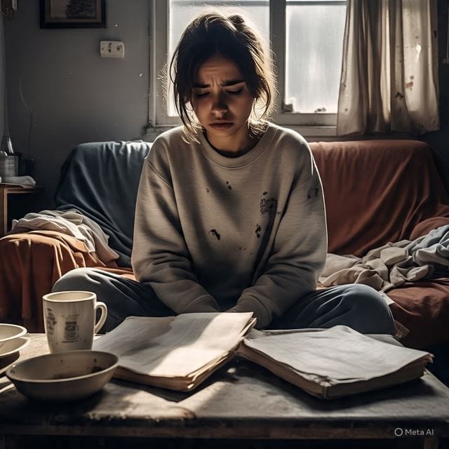 Lonely lady at home