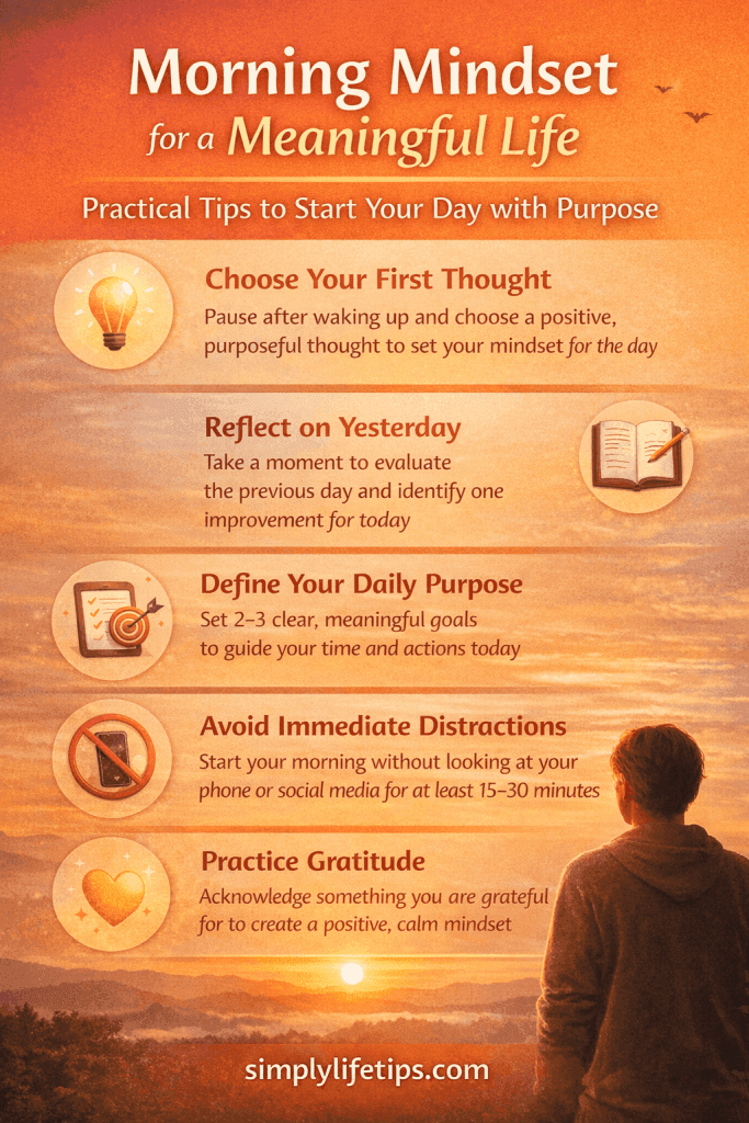 Morning Mindset for a Meaningful Life |Start Each Day with Purpose and Clarity 4 Morning Mindset for a Meaningful Life Practical Tips