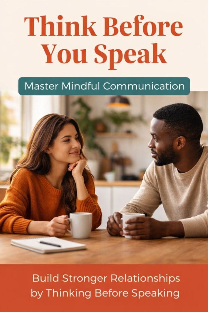 A Guide to Mindful Communication | Think Before You Speak 4 Couple having a calm conversation representing mindful communication and thinking before speaking to build strong relationships