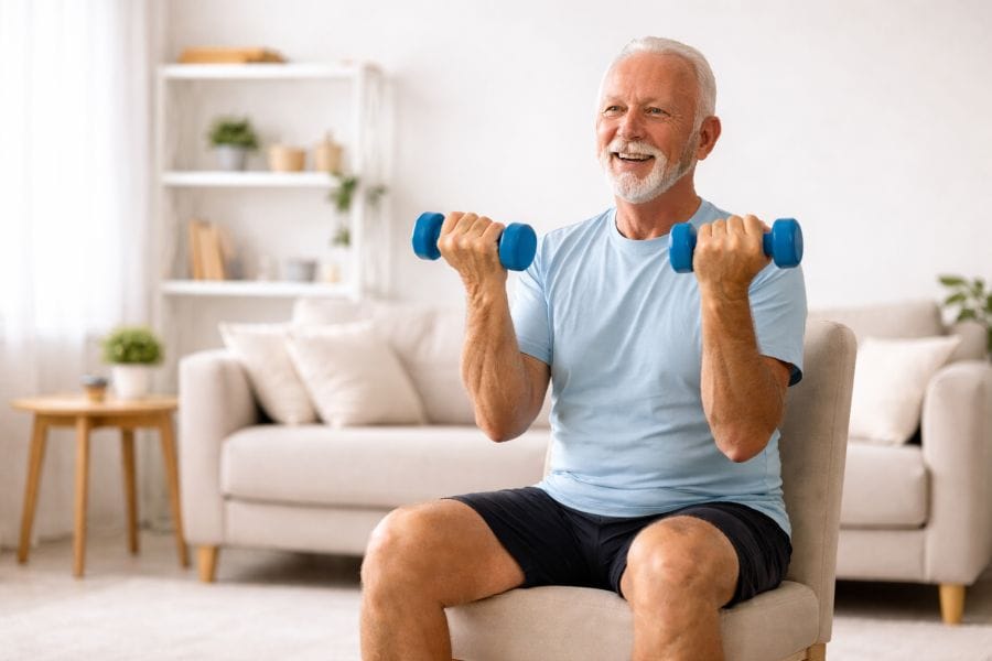 Strength Exercises for Seniors 5 Seated Dumbbell Curl Exercise for Seniors