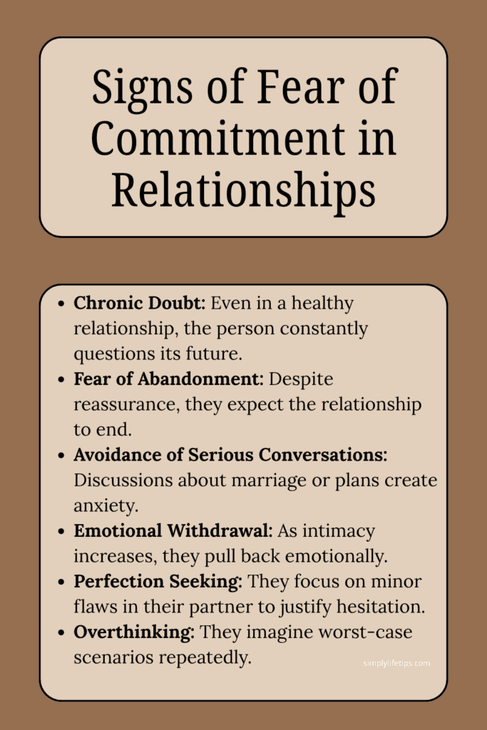 Signs of Fear of Commitment in Relationships
