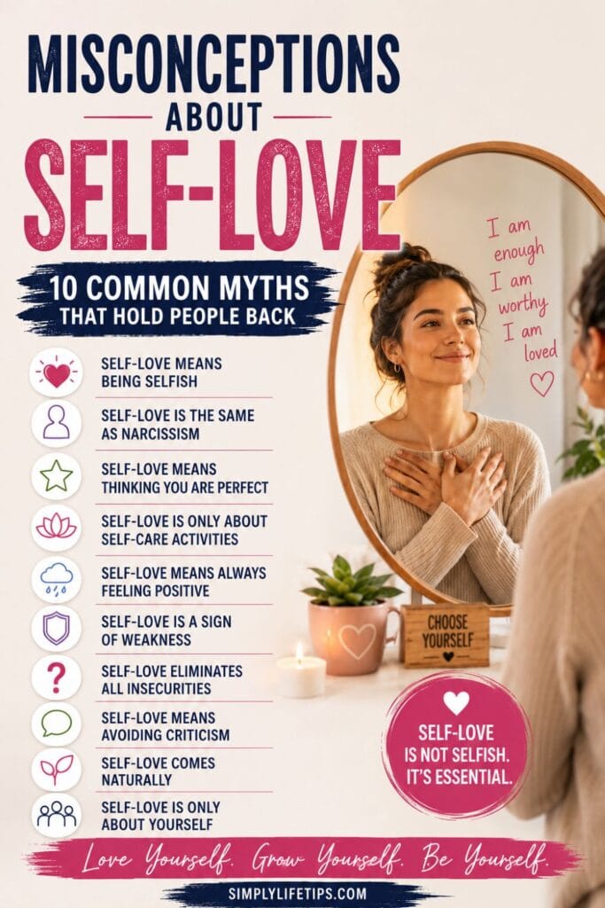 Misconceptions About Self-Love: 10 Common Myths 3 10 Misconceptions About Self-Love Infographic