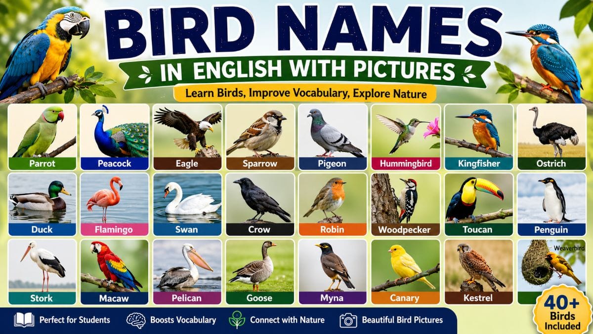 Bird Names In English With Pictures: Complete Bird Vocabulary List