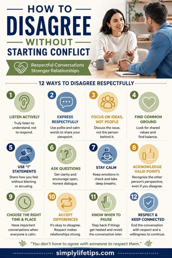 How to Disagree Without Starting a Conflict and Maintain Healthy Relationships 3 12 Ways to Disagree Without Starting a Conflict Infographic