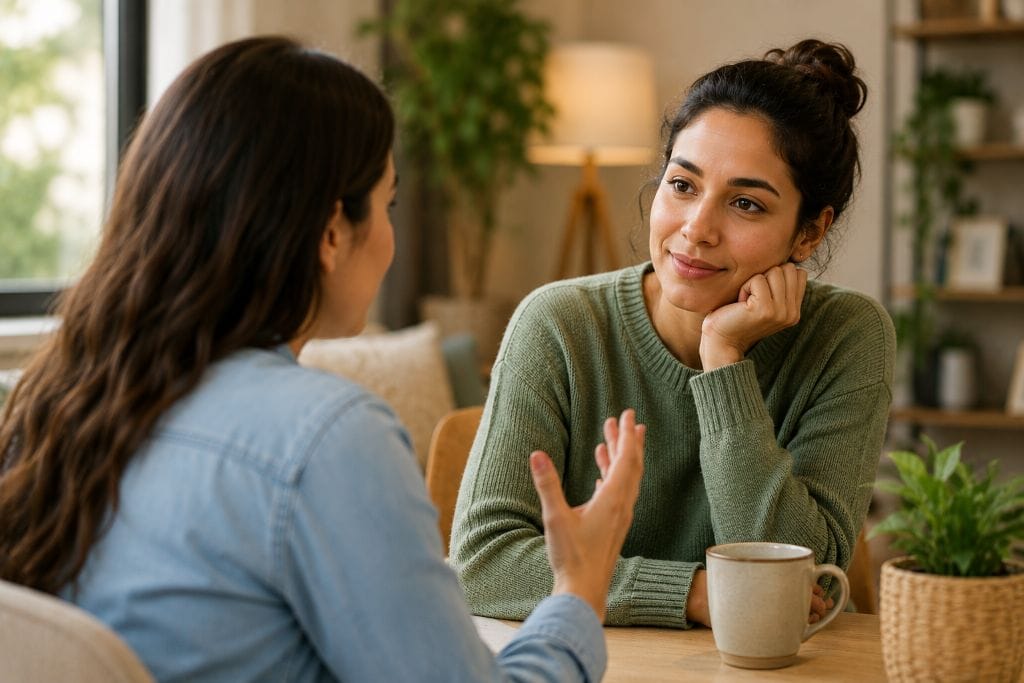 5 Basic Rules of Life for a Meaningful and Balanced Life 8 Person attentively listening to another during a meaningful conversation, demonstrating empathy and active listening.