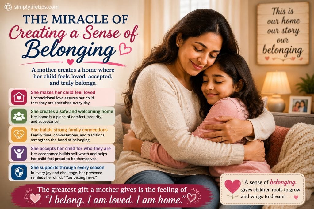 Miracles of a Mother: Timeless Gifts of Love and Sacrifice 10 Mother warmly hugging her daughter, representing love, belonging, family connection, emotional security, and acceptance.