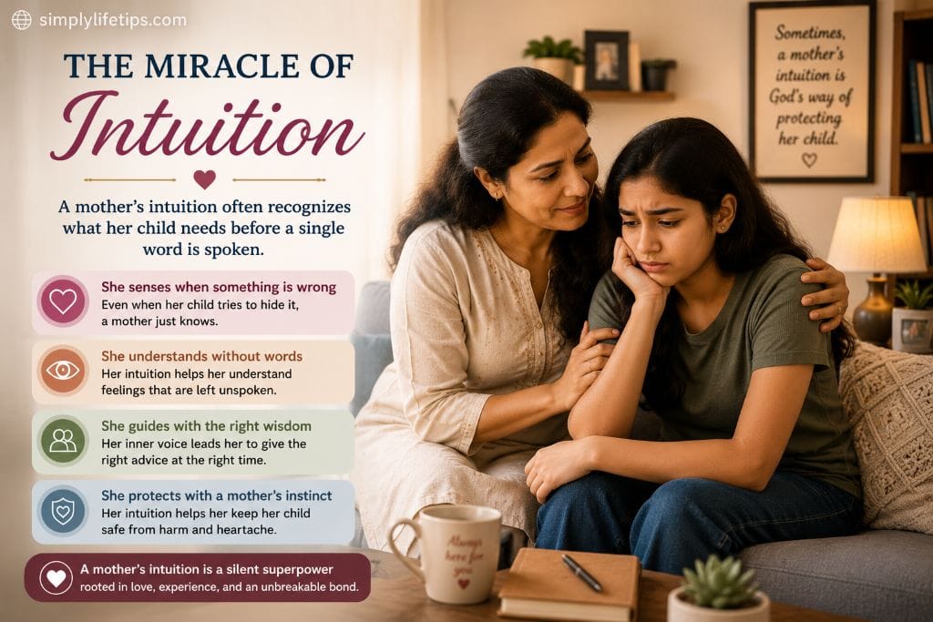 Miracles of a Mother: Timeless Gifts of Love and Sacrifice 7 Mother comforting her worried teenage daughter, illustrating a mother's intuition, emotional awareness, and deep understanding.