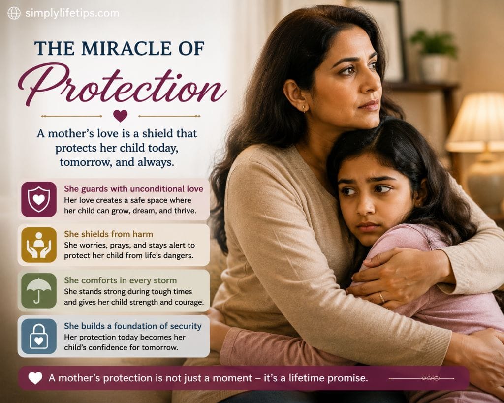 Miracles of a Mother: Timeless Gifts of Love and Sacrifice 8 Mother embracing and protecting her daughter, symbolizing a mother's protection, security, care, and unconditional love.