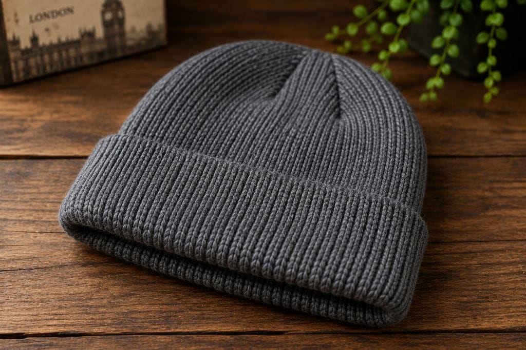 Different Types of Hats: History, Styles, and Uses 6 Grey knitted Beanie hat with a folded cuff designed for warmth and cold weather protection