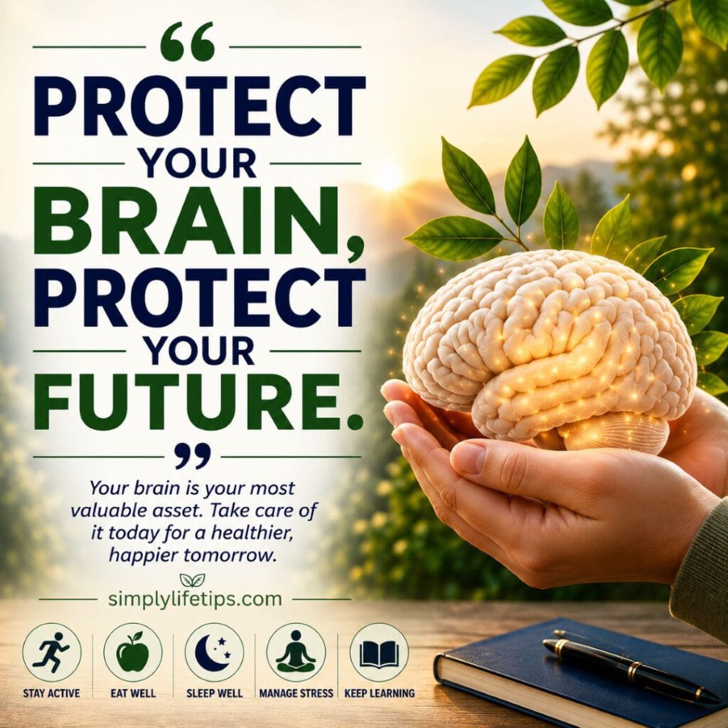 Brain Health: Protect Your Most Valuable Asset 7 Inspirational brain health quote encouraging people to protect their brain for a healthier future.