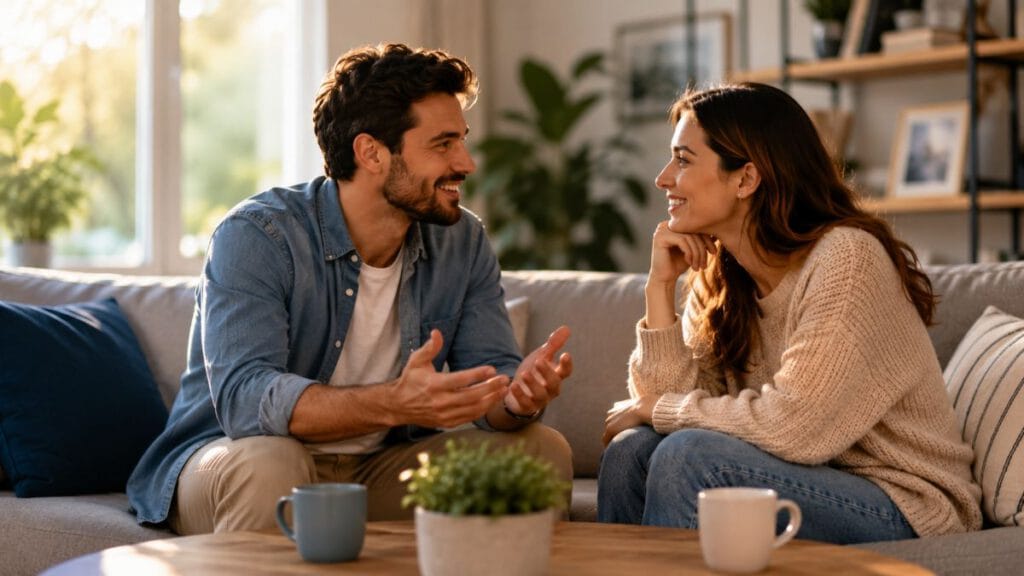 Relationship Skills: Build Healthier Connections 1 Couple having a positive conversation that illustrates healthy relationship skills such as communication, trust, empathy, and active listening.
