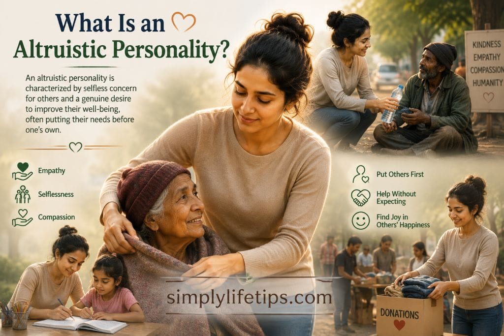Altruistic Personality: Why Kind People Get Exploited 3 Person showing selfless kindness by helping elderly people and those in need, illustrating an altruistic personality.