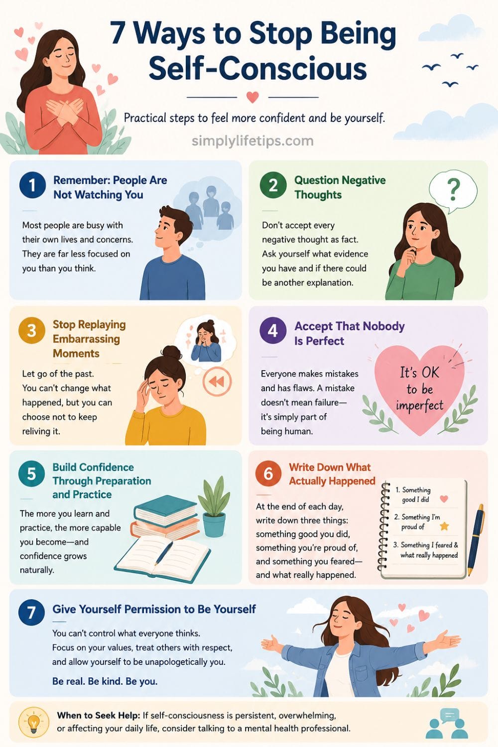 7 practical ways to stop being self-conscious and build confidence