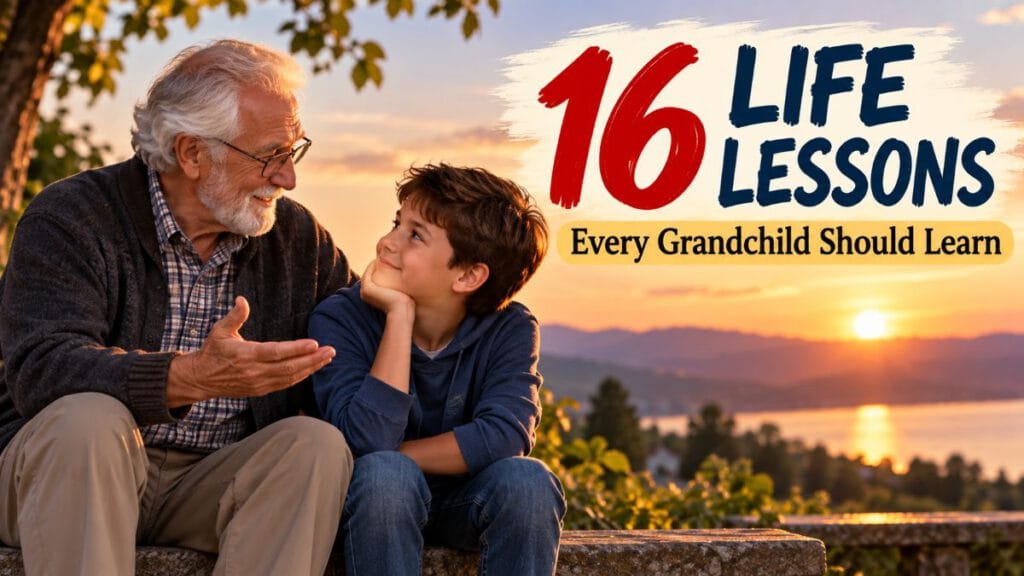 Grandfather sharing 16 life lessons with his grandson