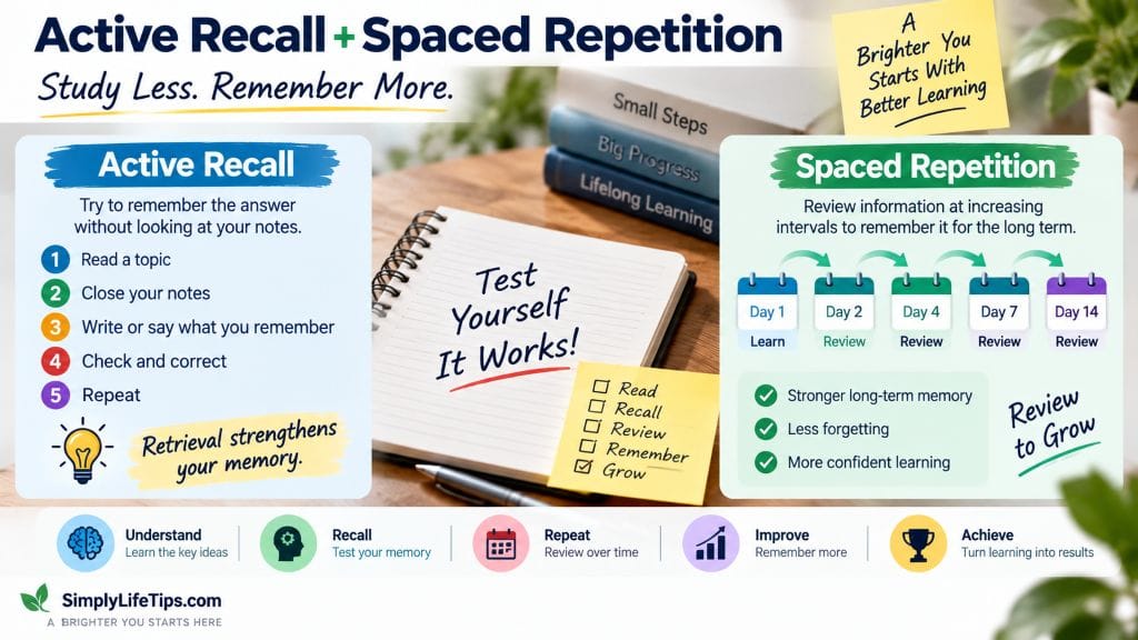 Active recall and spaced repetition techniques for better learning