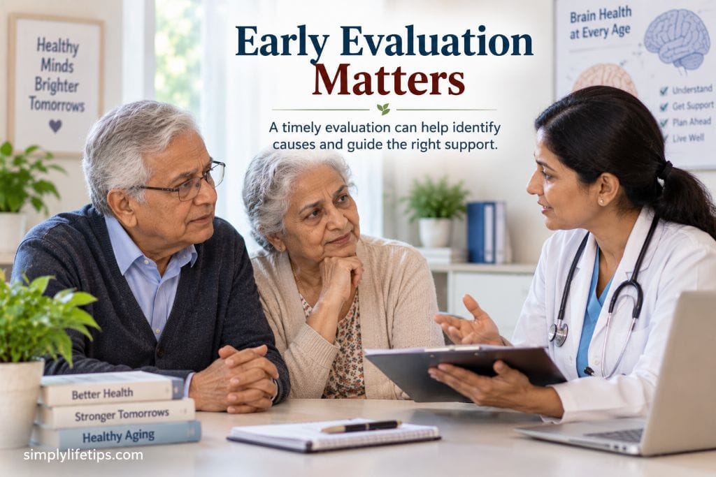 Older couple discussing memory concerns with a doctor
