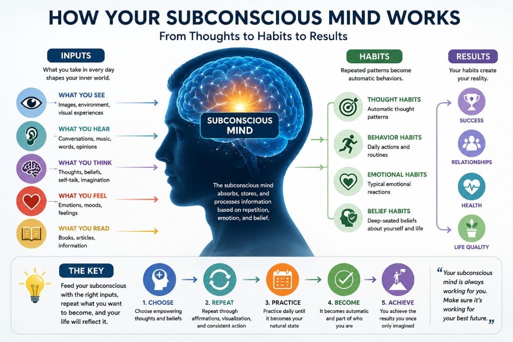 Power of Your Subconscious Mind: How It Works 4 How your subconscious mind works from thoughts and emotions to habits and behavior