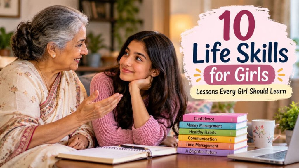 Grandmother teaching a girl important life skills