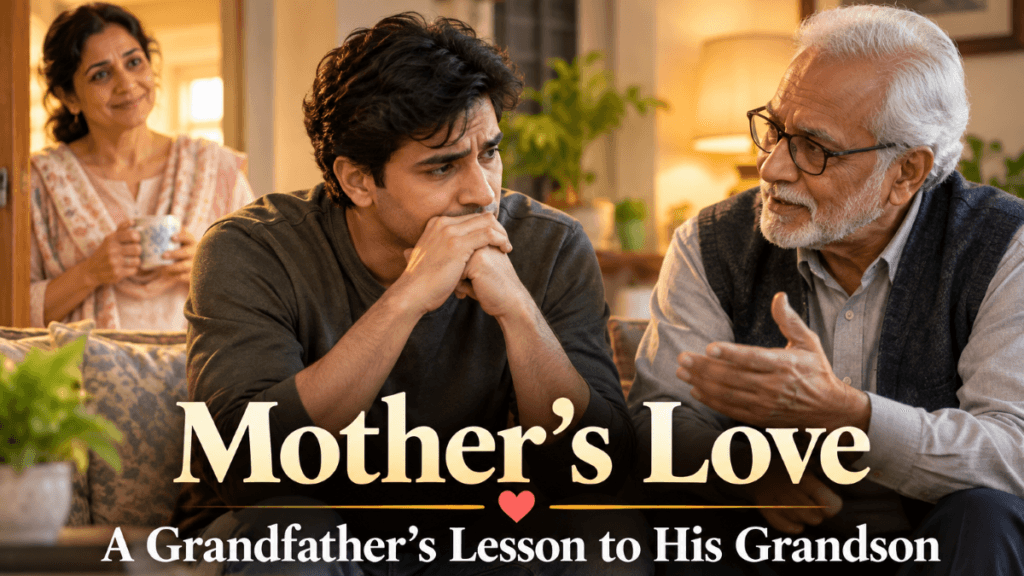 Grandfather talking to his grandson about a mother’s love