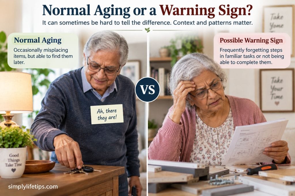 Comparison of normal aging and possible memory loss warning signs