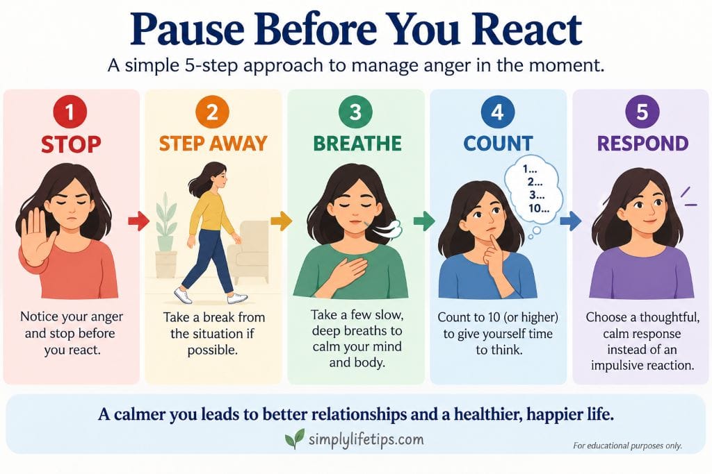 Five steps to pause before reacting when angry