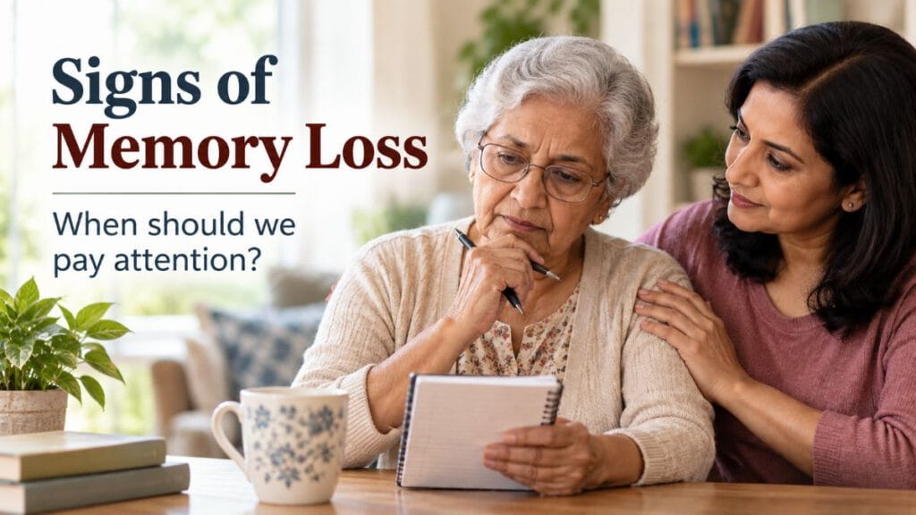 Signs of Memory Loss - Older woman discussing memory concerns with her daughter