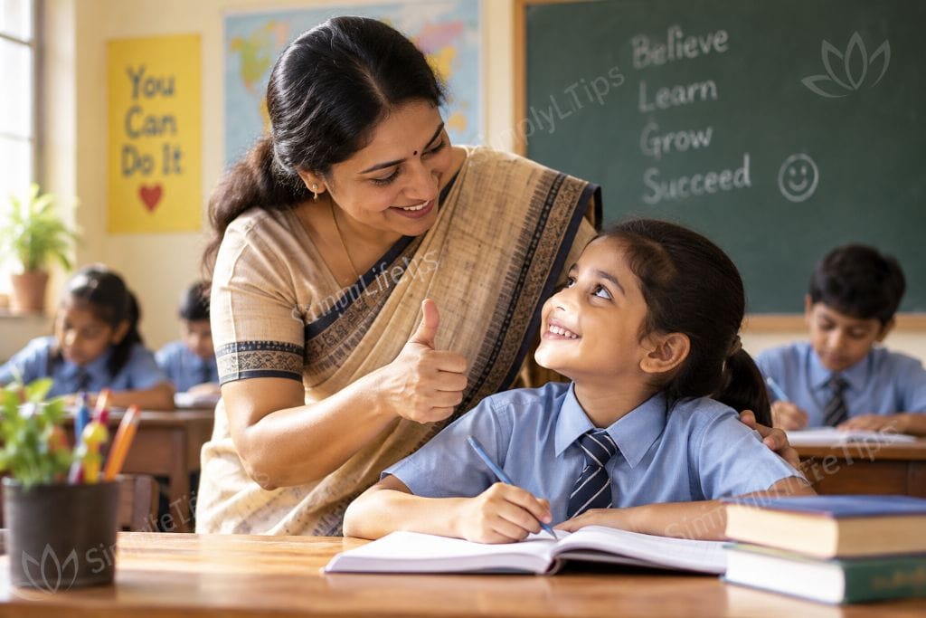 Teacher encouraging a student to believe in her abilities