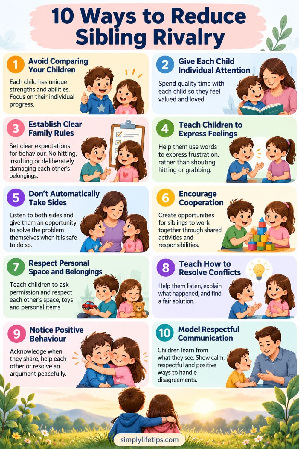 10 ways to reduce sibling rivalry and encourage cooperation between children