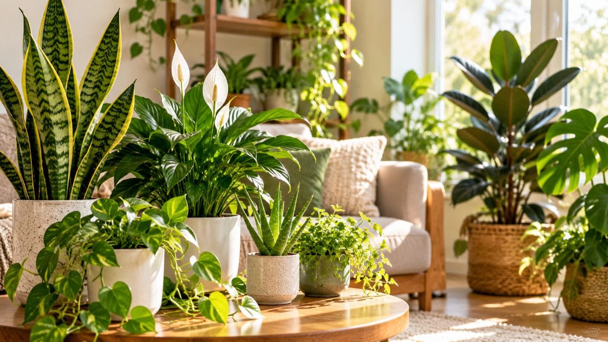 Indoor plants in a bright and relaxing home