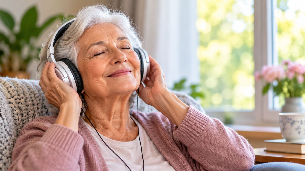 Music and Dementia: 7 Amazing Benefits for the Brain 1 Older woman listening to music for brain health