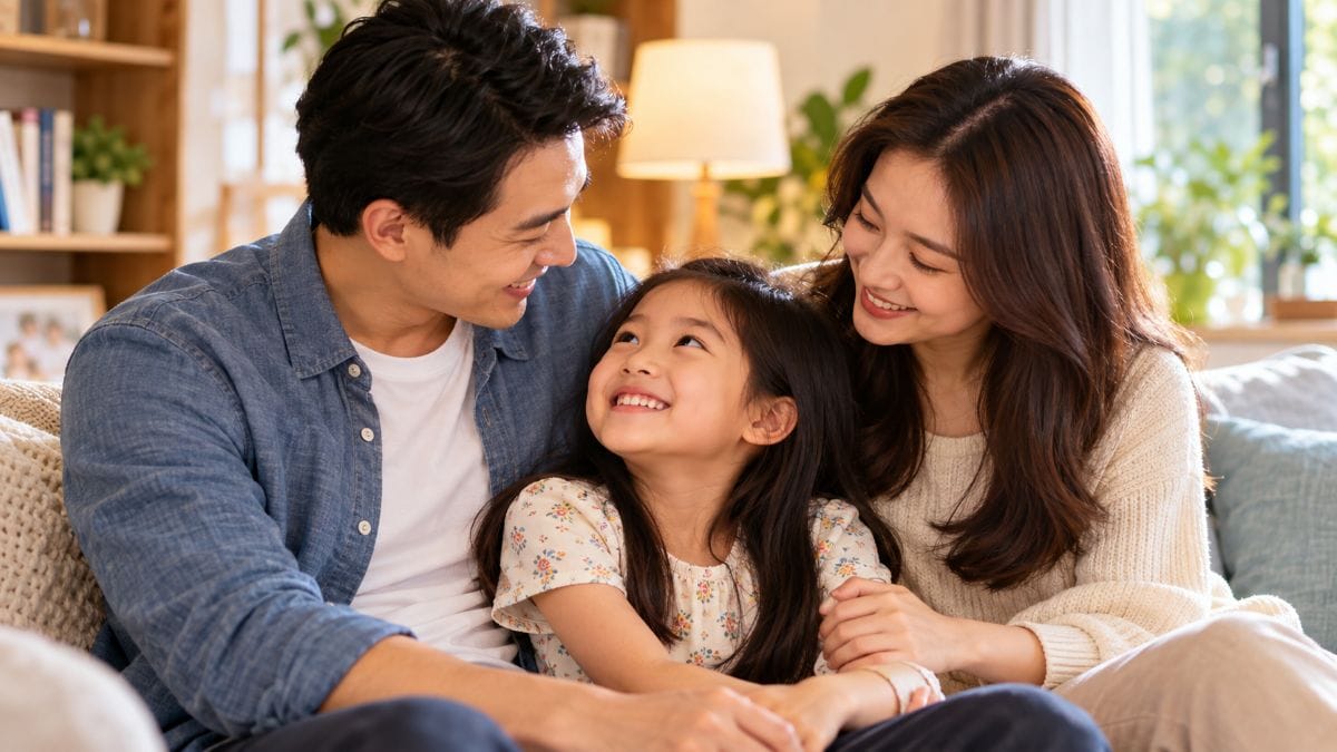 Parents teaching their child love, respect, and good values. How to Raise a Good Child?